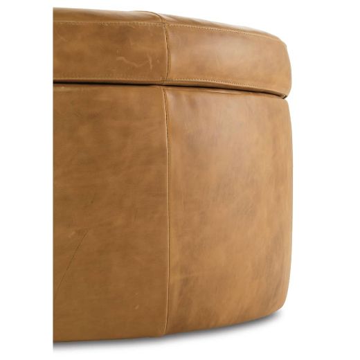 Picture of Cyrus 20" Round Leather Storage Ottoman